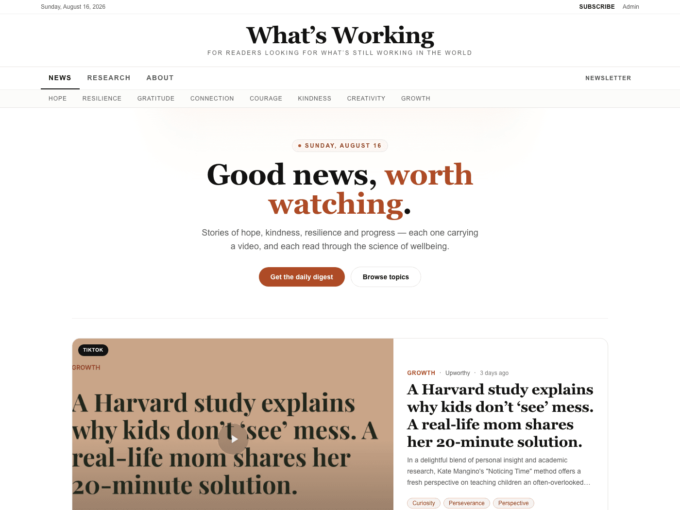 What's Working — daily good-news video stories
